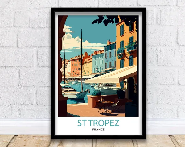 St Tropez France Travel Poster, Europe Wall Decor