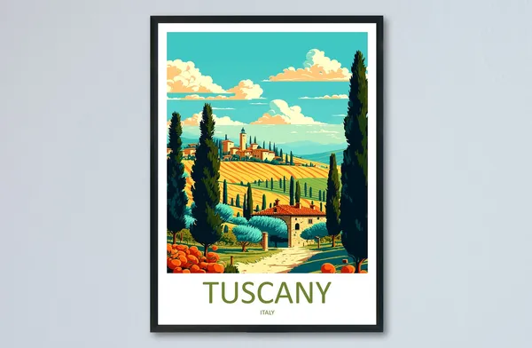 Tuscany Travel Poster, European Place Print