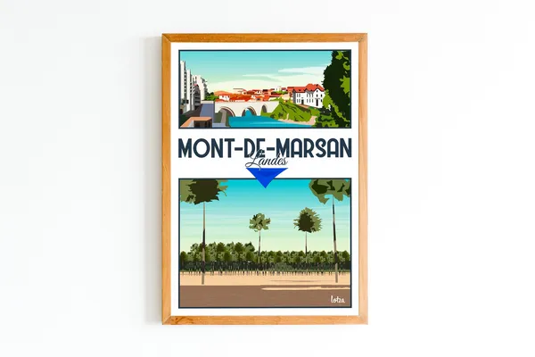 Montdemarsan Landes Minimalist Vintage Travel Poster