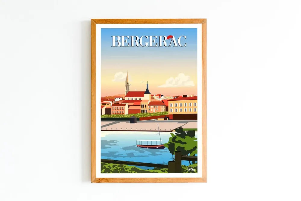 Bergerac Dordogne Vintage Travel Poster