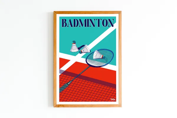 Badminton Minimalist Vintage Travel Poster, Home Decor