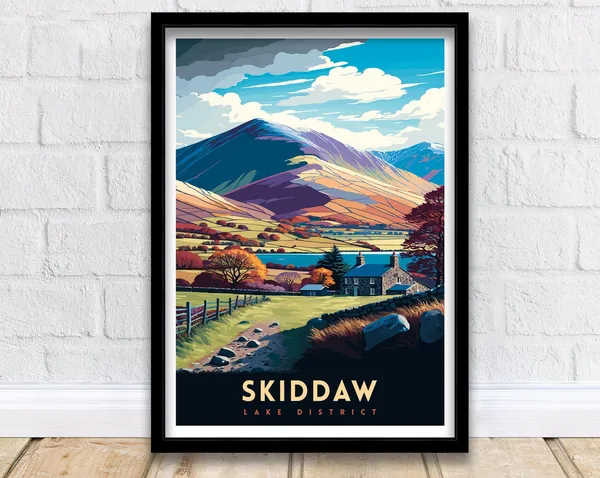 Skiddaw Travel Poster, Lake District Wall Art