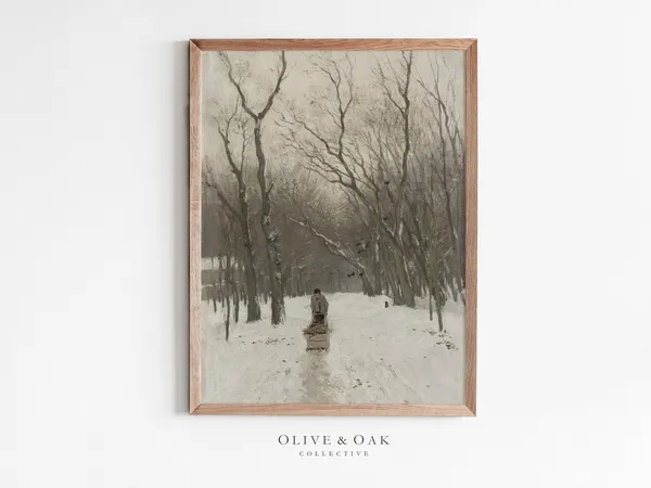 Winter Landscape - Vintage Farmhouse Art