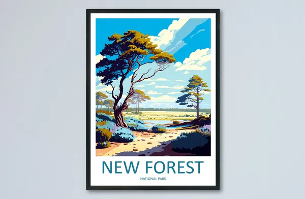 New Forest Travel Poster, National Park Home Decor