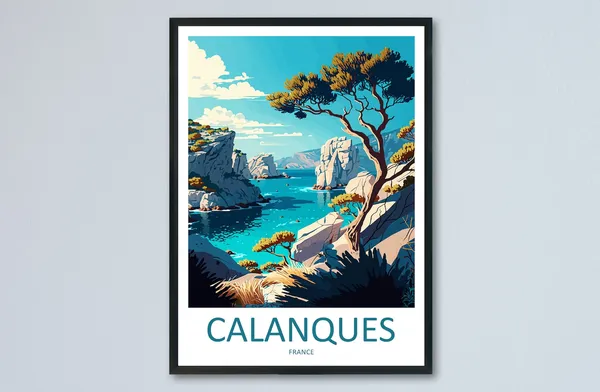 Calanques Travel Poster, France Coastal Place