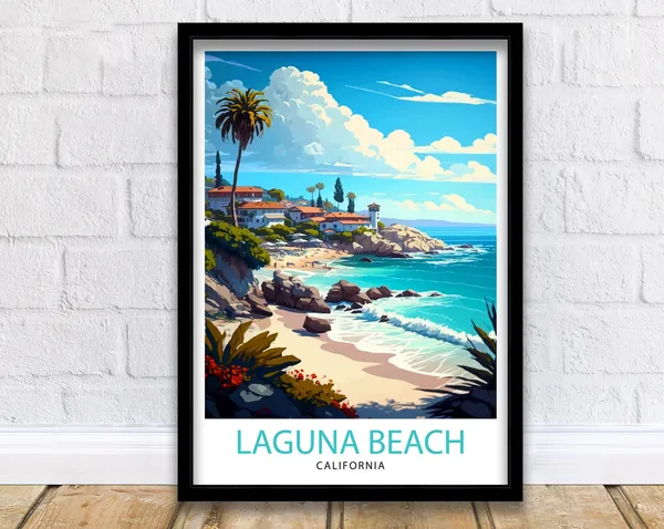 Laguna Beach California Travel Poster, Coastal Decor