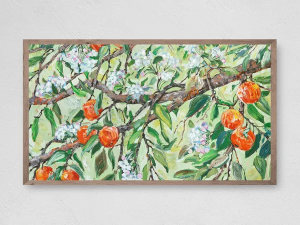 Spring Peach Tree Art Print, Farmhouse Style