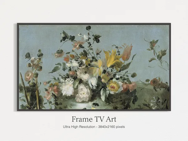 Frame Tv Art Vintage Flower Still Life Poster