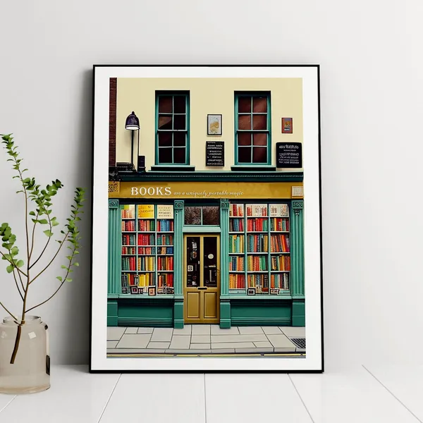 New York Bookshop Art Print, Reading Room Decor