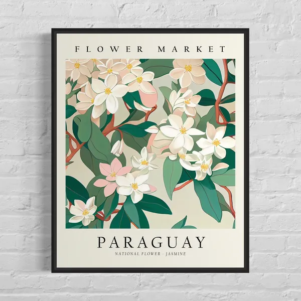 Paraguay Flower Market Botanical Pastel Art Print