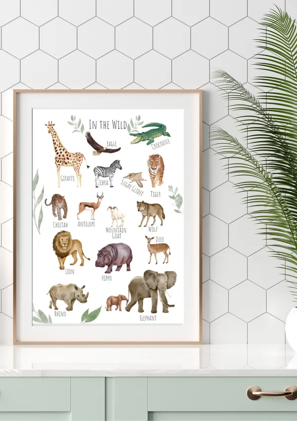 In The Wild Animal Poster, Unique Wildlife Art Print
