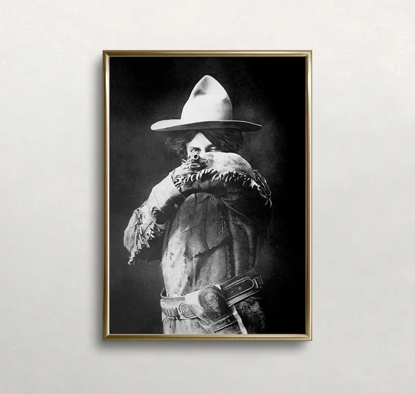 Cowgirl With Rifle, Vintage Wild West Art Print