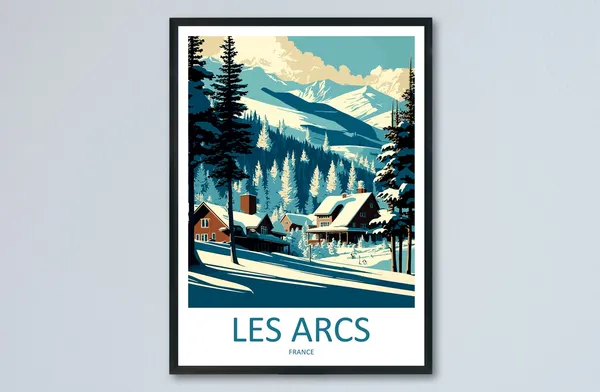 Les Arcs Travel Poster, Ski Art for Home Decor