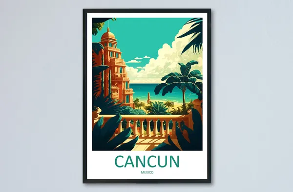 Cancun Travel Poster, Latin America Wall Art