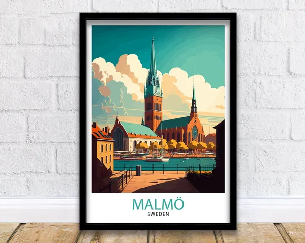 Malm Sweden Travel Poster, Home Decor Print