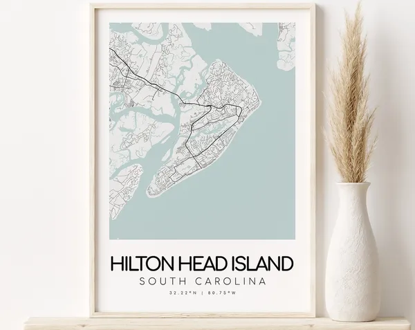 Hilton Island South Carolina USA Map Minimalist Poster