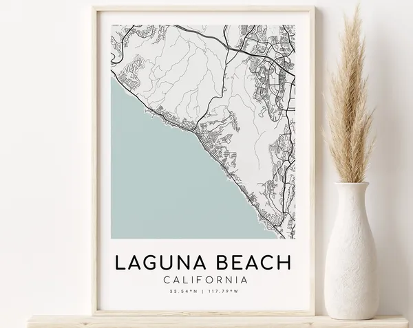 Laguna Beach City Map Minimalist Art Print