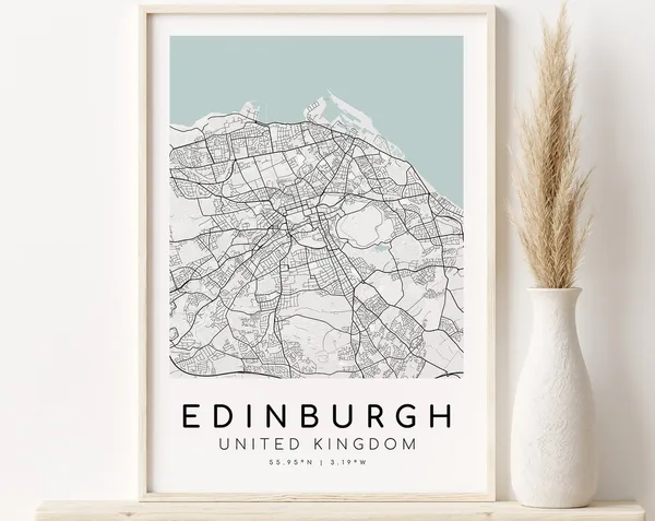 Edinburgh United Kingdom Map Poster, Minimalist Custom