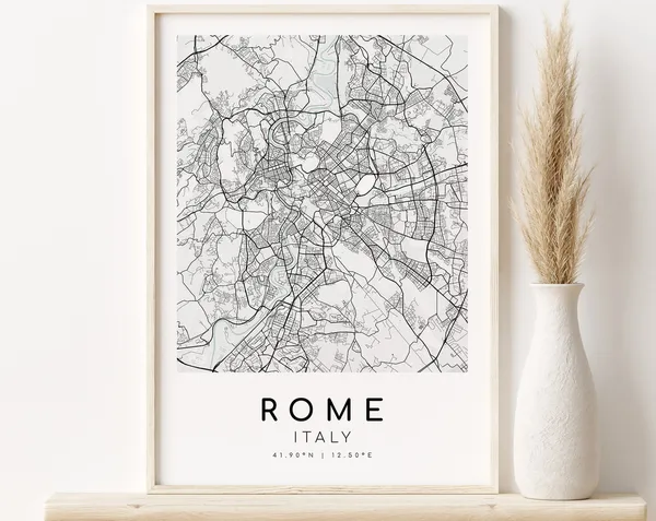 Rome Italy Map Print, Minimalist City Poster