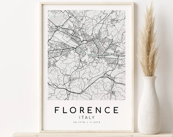 Florence Italy Map, Minimalist Travel Poster