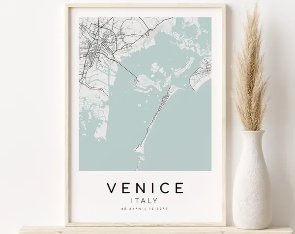 Venice Map Print, Italy Minimalist Travel Poster
