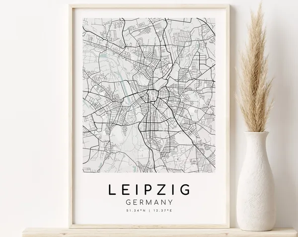 Leipzig Germany City Map Art Print, Custom Locations