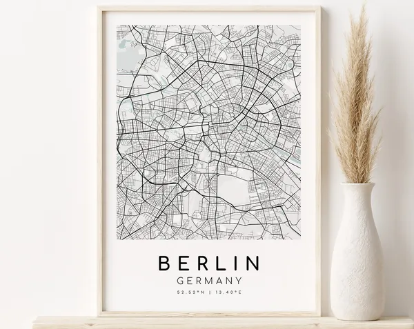 Berlin Germany City Map Poster, Minimalist Travel Poster