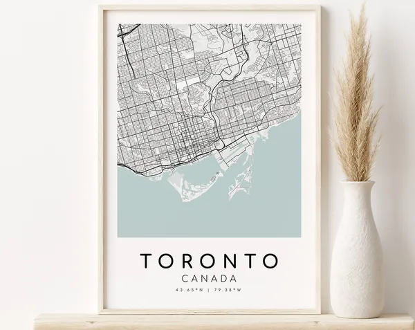 Toronto Canada City Map, Custom Road Map Art Print