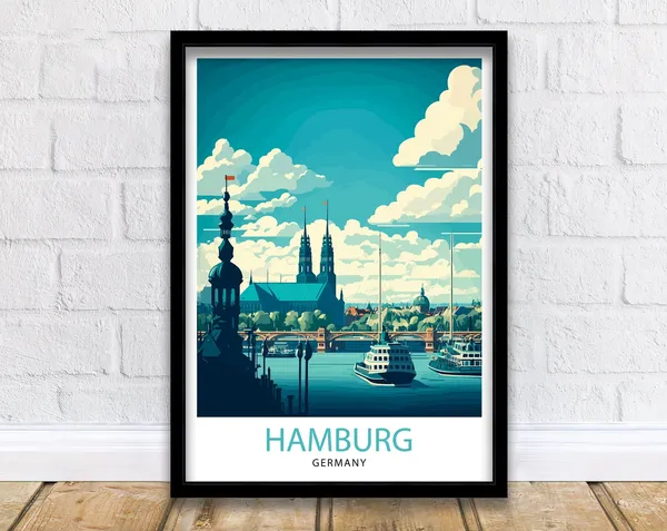 Hamburg Germany Travel Poster, Germany Travel Print