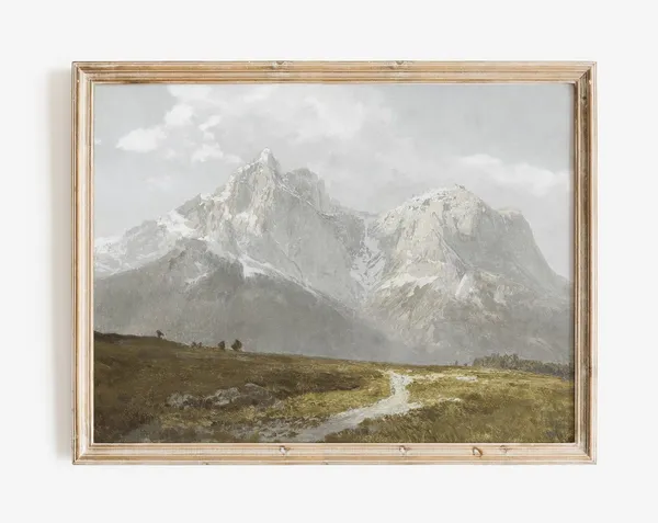Austrian Mountains Vintage Mountain Landscape Art Print