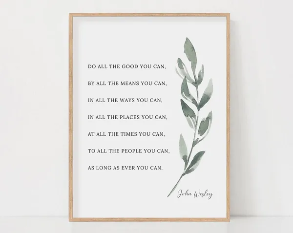John Wesley Botanical Quote Art Print for Christian Home