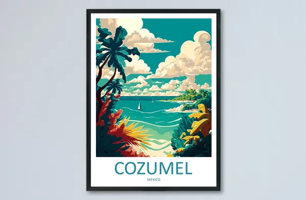 Cozumel Travel Poster, Place-Inspired Wall Art