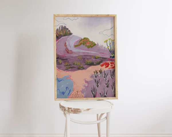 Mountain Hill Watercolor Landscape Art Print
