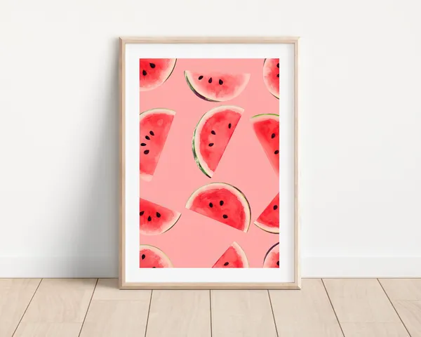 Watermelon Watercolor Art Print, Kitchen Wall Decor