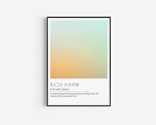 Ikigai Definition Minimalist Typography Art Print