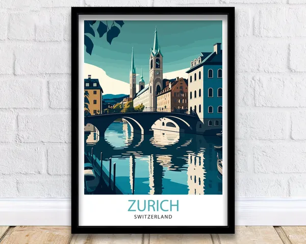 Zurich Switzerland Travel Poster, Home Decor