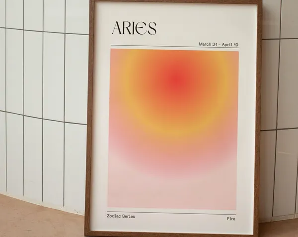 Aries Zodiac Aura Gradient Art Print, Astrology