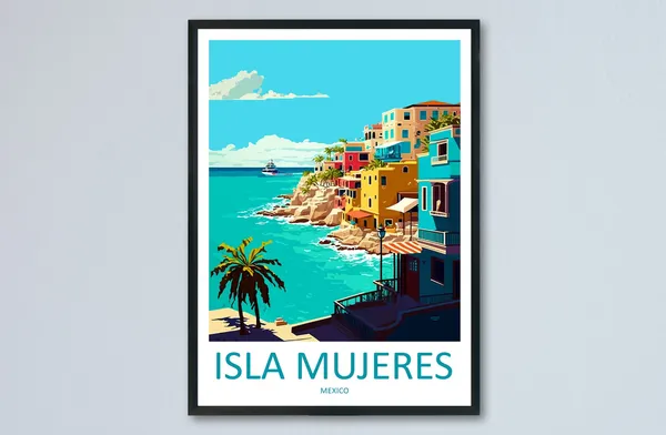 Isla Mujeres Travel Poster, Place-Inspired Wall Art