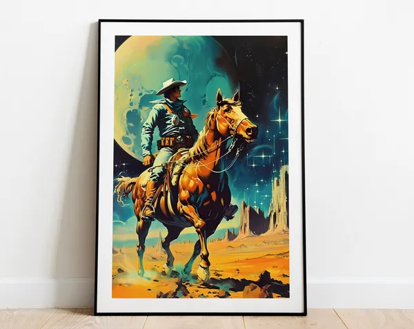 Space Cowboy Retro Futurism Western Cosmic Art Print