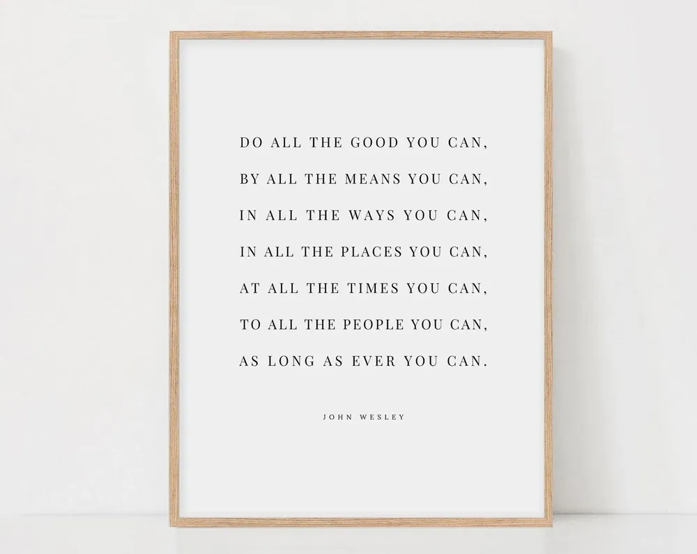 John Wesley Quote Wall Art, Modern Christian Print