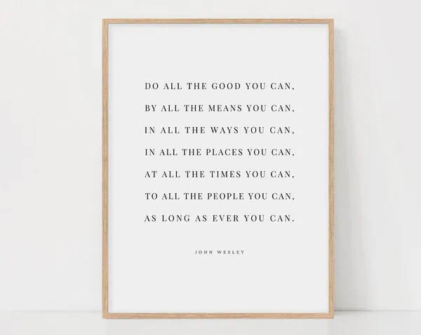 John Wesley Quote Wall Art, Modern Christian Print