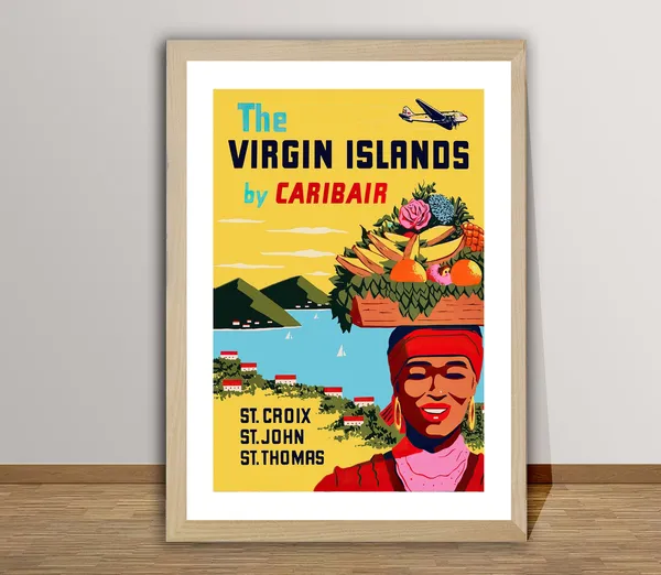Virgin Islands Vintage Travel Poster, Caribbean Sea