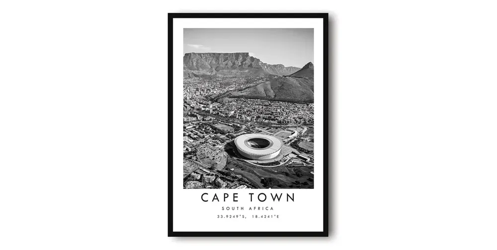 Cape Town Black And White Travel Poster