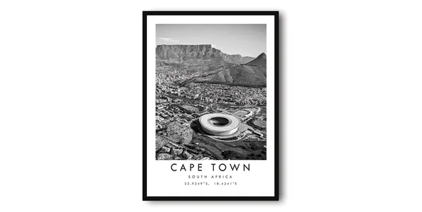 Cape Town Black And White Travel Poster