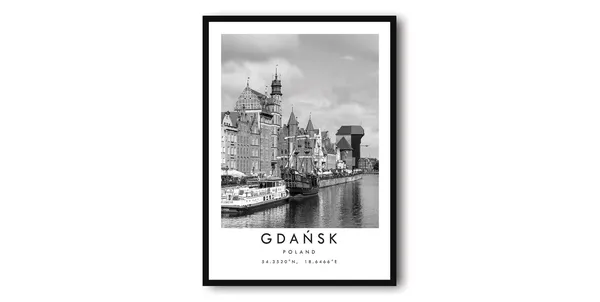 Gdansk Poland Black And White Cityscape Art Print