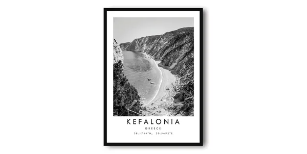 Kefalonia Greece Black And White Travel Poster