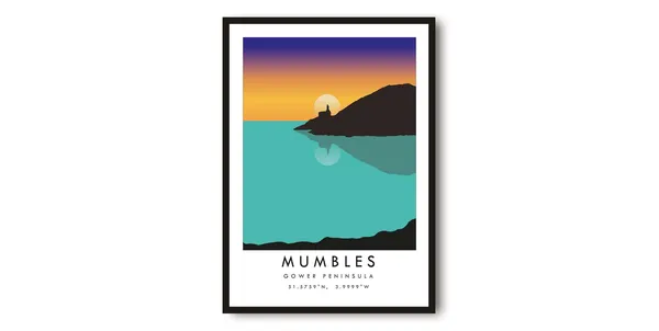 Mumbles Travel Poster, Colourful Wales Art Print