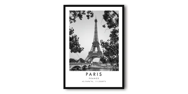 Paris Travel Poster, France Black And White Art