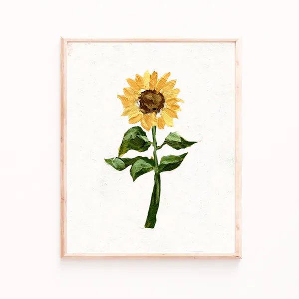 Sunflower Wall Art Print, Floral Living Room Decor
