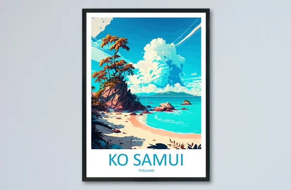 Ko Samui Travel Poster, Thailand Place Print